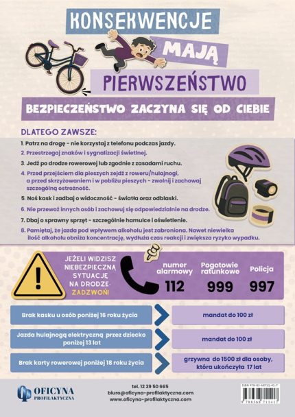 Plakat: Konsekwencje mają pierwszeństwo - bezpieczeństwo zaczyna się od Ciebie (młodzież)