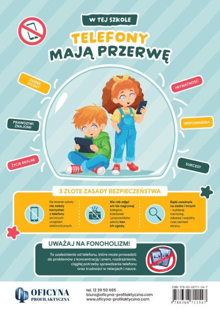 Plakat: dla szkół podstawowych - Zakaz telefonów